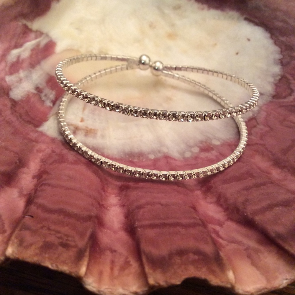 Ethel & Myrtle- Crystal 2 Row Cuff Bracelet Silver